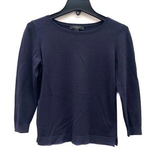 Ann Taylor Lightweight Knit Navy Blue Pullover Crewneck Casual Sweater EUC SP